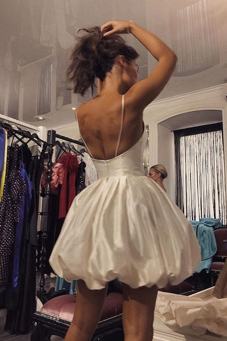 Off White Backless Homecoming Dress A Line Cute School Party Dress IN1 indresses