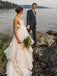 Generous A-Line Deep V-Neck Sleeveless Backless Off White Organza Wedding Dress INF77