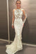 Mermaid Jewel Long Sleeves Sweep Train Wedding Dresses, Prom Dress with Lace Appliques INE36