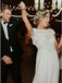 A-Line Bateau Cap Sleeves Open Back Bohemian Wedding Dresses with Lace INR21