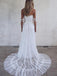 A-Line Off-the-Shoulder Lace White Beach Wedding Dress with Appliques INF22