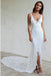 Mermaid V-Neck Backless Court Train Lace Wedding Dresses with Split INR38