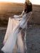 A-Line V-Neck Long Sleeves Beach Wedding Dress with Appliques INL49