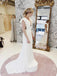 Mermaid V-Neck Cap Sleeves Backless Wedding Dress with Ruffles INM27