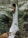 Sheath Spaghetti Straps Backless Beach Lace Wedding Dress INL14