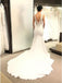 Mermaid V-Neck Backless Court Train Ivory Wedding Dress with Lace INL10