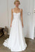 A-Line Spaghetti Straps Sweep Train Satin Simple Wedding Dresses INR74