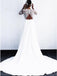 A-Line V-Neck Open Back Long Sleeves Wedding Dresses with Lace Appliques INR82