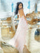 A-Line Halter Backless Light Pink Chiffon Beach Wedding Dresses with Appliques Ruffles INR83