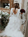 A-Line Bateau Long Sleeves Ruffles Tulle Elegant Wedding Dresses INS30