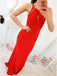 Mermaid Crew Open Back Floor-Length Red Prom Dresses with Keyhole INR7