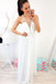 A-Line Crew Floor-Length White Chiffon Prom Dresses with Pearls INR5