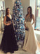 Beautiful A-Line V-Neck Floor-Length Black Lace Long Prom Dress IN899