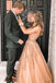 A-Line V-Neck Floor-Length Prom Dress with Appliques Beading INQ88