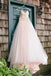 Sweetheart Strapless Flowers Beading Pleated Blush Pink Wedding Dress With Court Train IN554