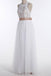 Simple Jewel Sleeveless Floor-Length Wedding Dresses,Lace Top White Wedding Gown IN537