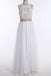 Simple Jewel Sleeveless Floor-Length Wedding Dresses,Lace Top White Wedding Gown IN537