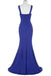 Royal Blue Open Back Long Mermaid Beaded Sexy Prom Dresses K739