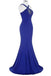 Royal Blue Open Back Long Mermaid Beaded Sexy Prom Dresses K739