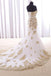 Sweep Train Mermaid Strapless White Long Prom Dresses With Gold Lace K709