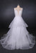 A Line V Neck Layered Backless Wedding Dress, Long Bridal Gown INQ23