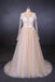 Charming A Line Long Sleeves Lace Appliques Tulle Wedding Dress INQ30