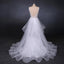 A Line V Neck Layered Backless Wedding Dress, Long Bridal Gown INQ23