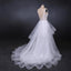 A Line V Neck Layered Backless Wedding Dress, Long Bridal Gown INQ23