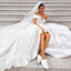 Off the Shoulder White Ball Gown Simple Wedding Dress, Satin Bridal Gown INQ20