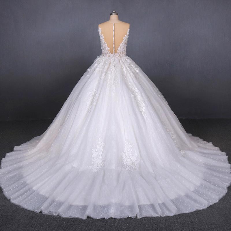 White Appliques Tulle Ball Gown Princess Wedding Dress, Bridal Gown INQ31