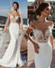 Mermaid Cap Sleeves Sheer Neck Long Wedding Dress INP71