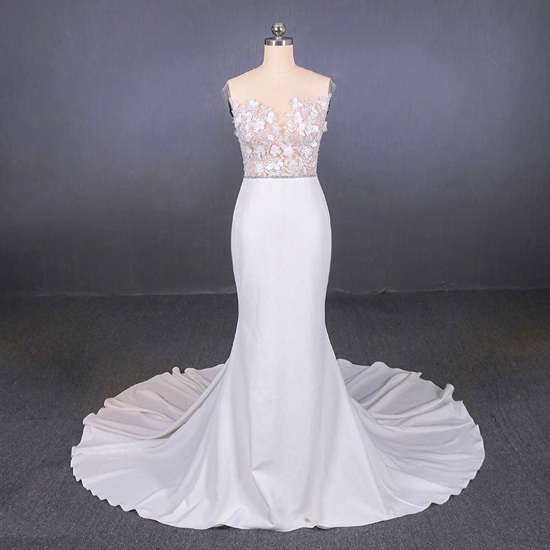 Mermaid Appliques Long Stunning Wedding Dress, Long Bridal Dresses INQ19