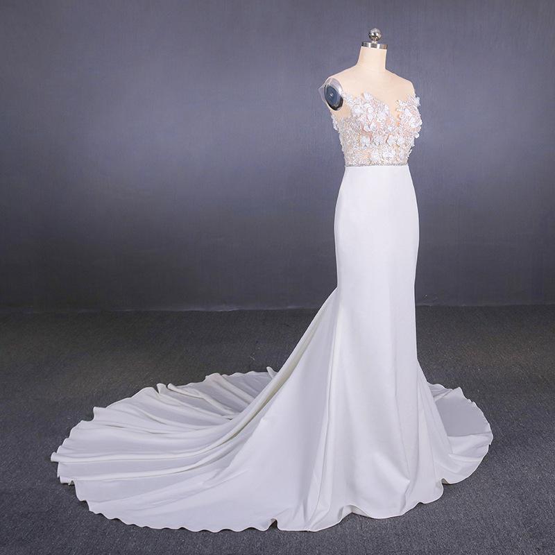 Mermaid Appliques Long Stunning Wedding Dress, Long Bridal Dresses INQ19