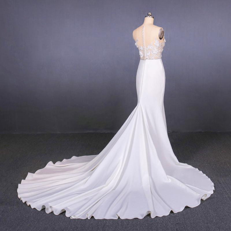 Mermaid Appliques Long Stunning Wedding Dress, Long Bridal Dresses INQ19