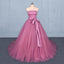Strapless A Line Tulle Lace Appliques Prom Dresses, Long Formal Dress INQ22