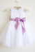 White Lace Lilac Baby Girls Dress, Tulle Flower Girl Dresses With Lilac Sash IN203