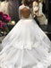 Luxurious Lace Long Sleeves V-neck Layers  Ball Gown Wedding Dresses INH79