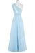 Light Sky Blue One Shoulder Long Chiffon Plus Size Cheap Prom Dresses K749