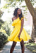 Simple Yellow Short Prom Dress, One Shoulder Homecoming Dress INP33