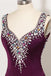 Sweep Train Plum Beaded Long Front Split Mermaid Prom Dresses For Teens K740