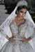 Princess Long Sleeves A Line Ball Gown Wedding Dresses With Applique INE70