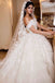 A Line Off The Shoulder Tulle Wedding Dresses With Lace Applique INE66