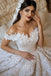 A Line Off The Shoulder Tulle Wedding Dresses With Lace Applique INE66