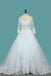 A Line 3/4 Sleeves Tulle Scoop Wedding Dresses With Applique INE73