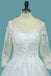 A Line 3/4 Sleeves Tulle Scoop Wedding Dresses With Applique INE73