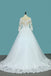 A Line 3/4 Sleeves Tulle Scoop Wedding Dresses With Applique INE73