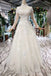 Tulle High Neck Long Sleeves HanINade Flowers Wedding Dresses INK12