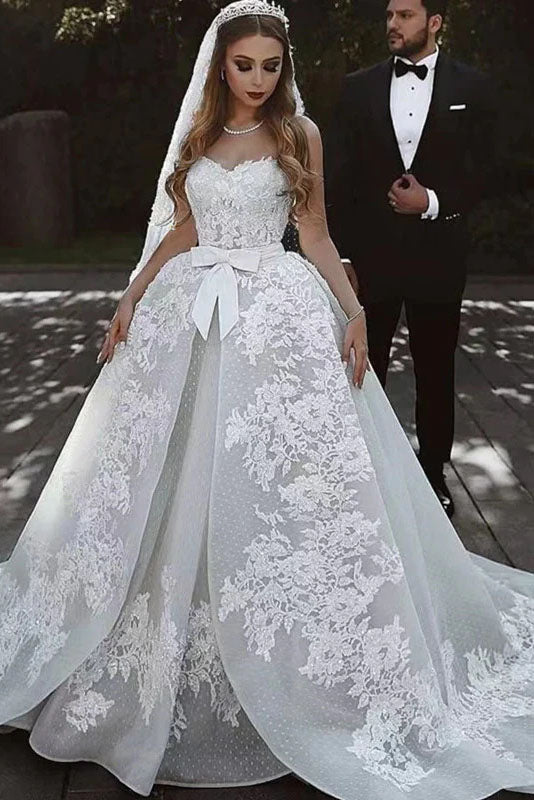 A-line Sweetheart Wedding Dresses, Luxury Lace Ball Bridal Gonws IN1985