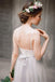 Spaghetti Straps Backless Grey Tulle Long Wedding Dresses With Lace Applique IN531