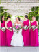 A-Line One-Shoulder Floor-Length Fuchsia Chiffon Bridesmaid Dress INS38